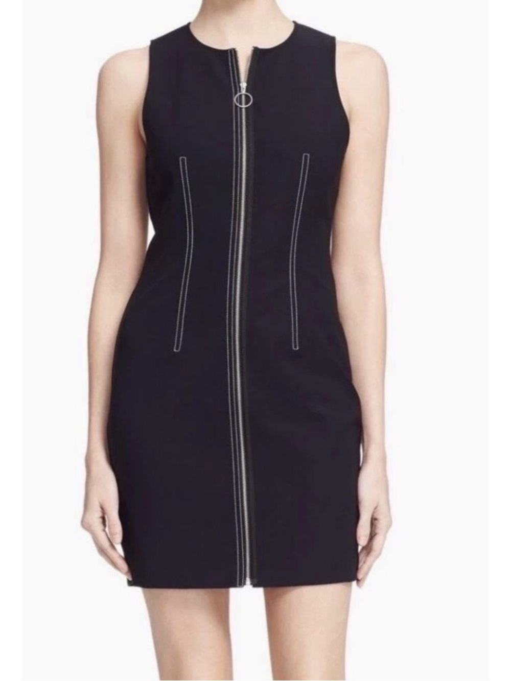 T by Alexander Wang Women's Tech Suiting Full Zip Front Black Mini Dress Size 4